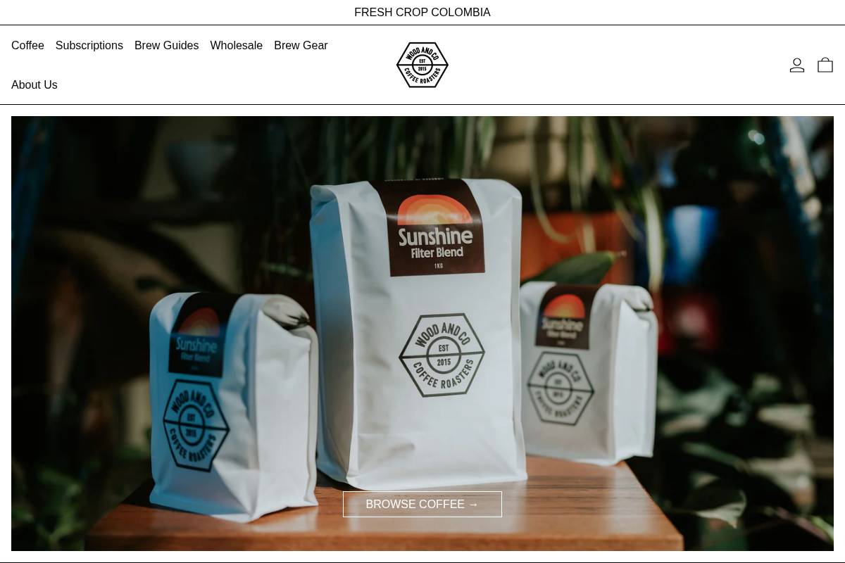 woodandcocoffee.com.au homepage screenshot