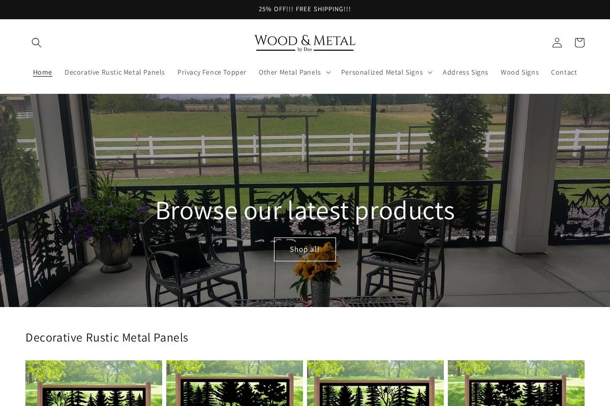 woodandmetalbydao.com homepage screenshot