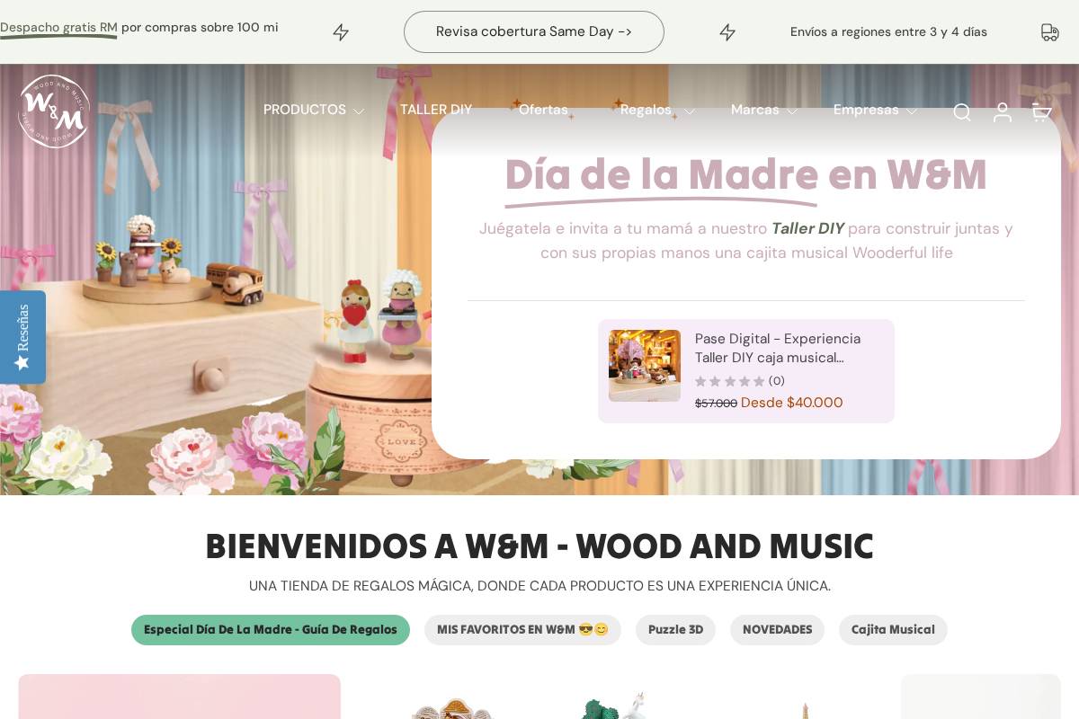 woodandmusic.cl homepage screenshot