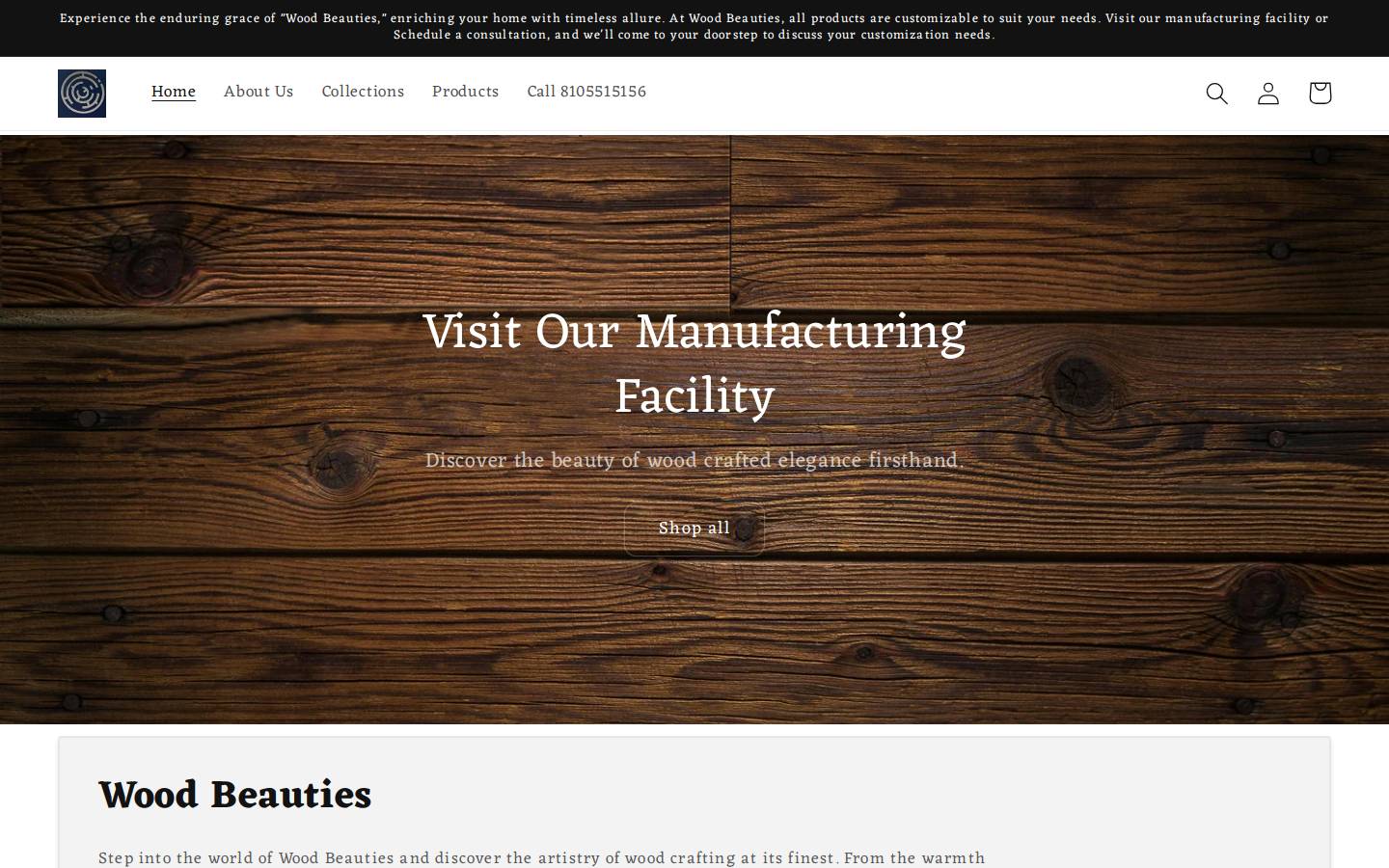 woodbeauties.com homepage screenshot
