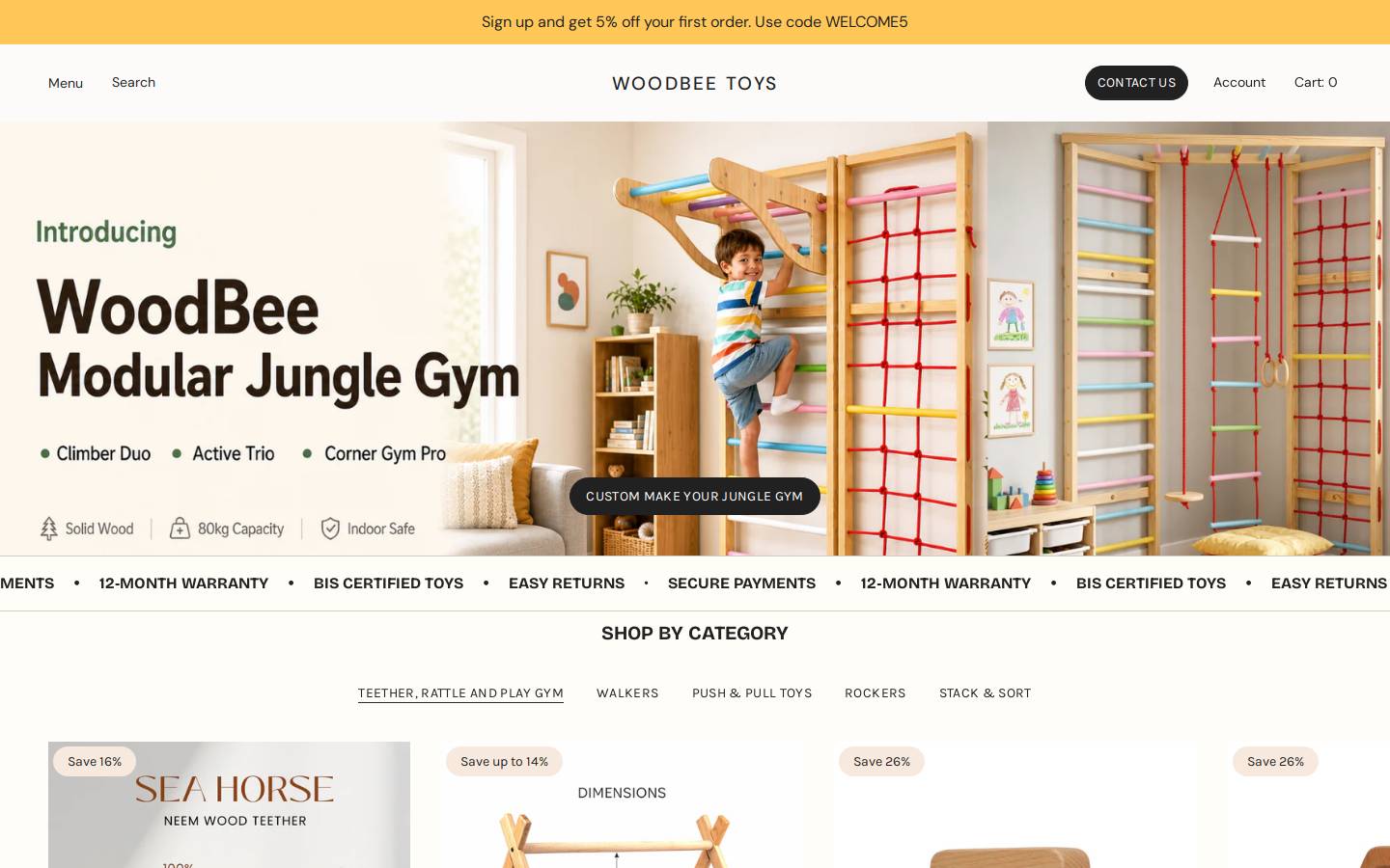 woodbeetoys.com homepage screenshot