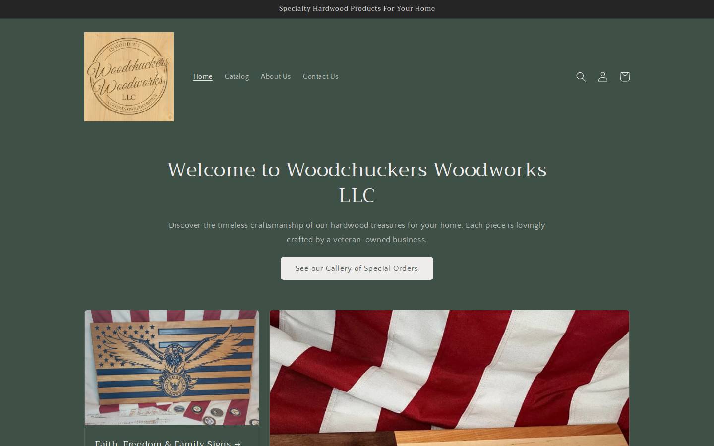 woodchuckerswoodworks.com homepage screenshot