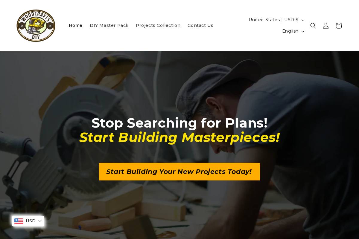 Woodcraftsdiy homepage screenshot