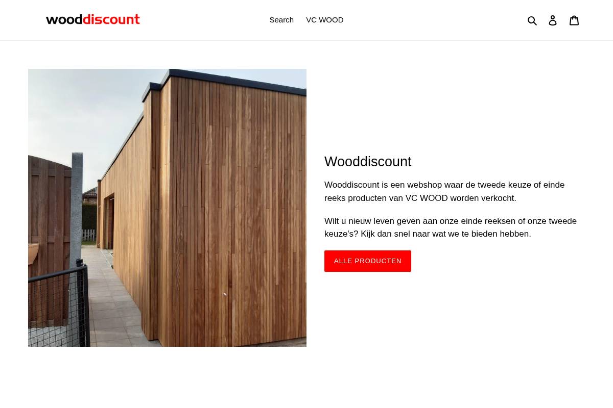 wooddiscount.be homepage screenshot