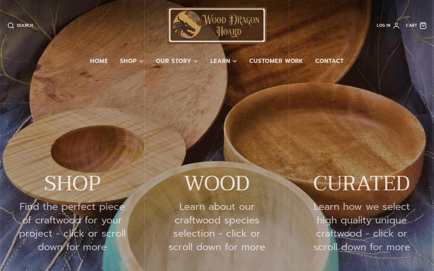 wooddragonhoard.net homepage screenshot