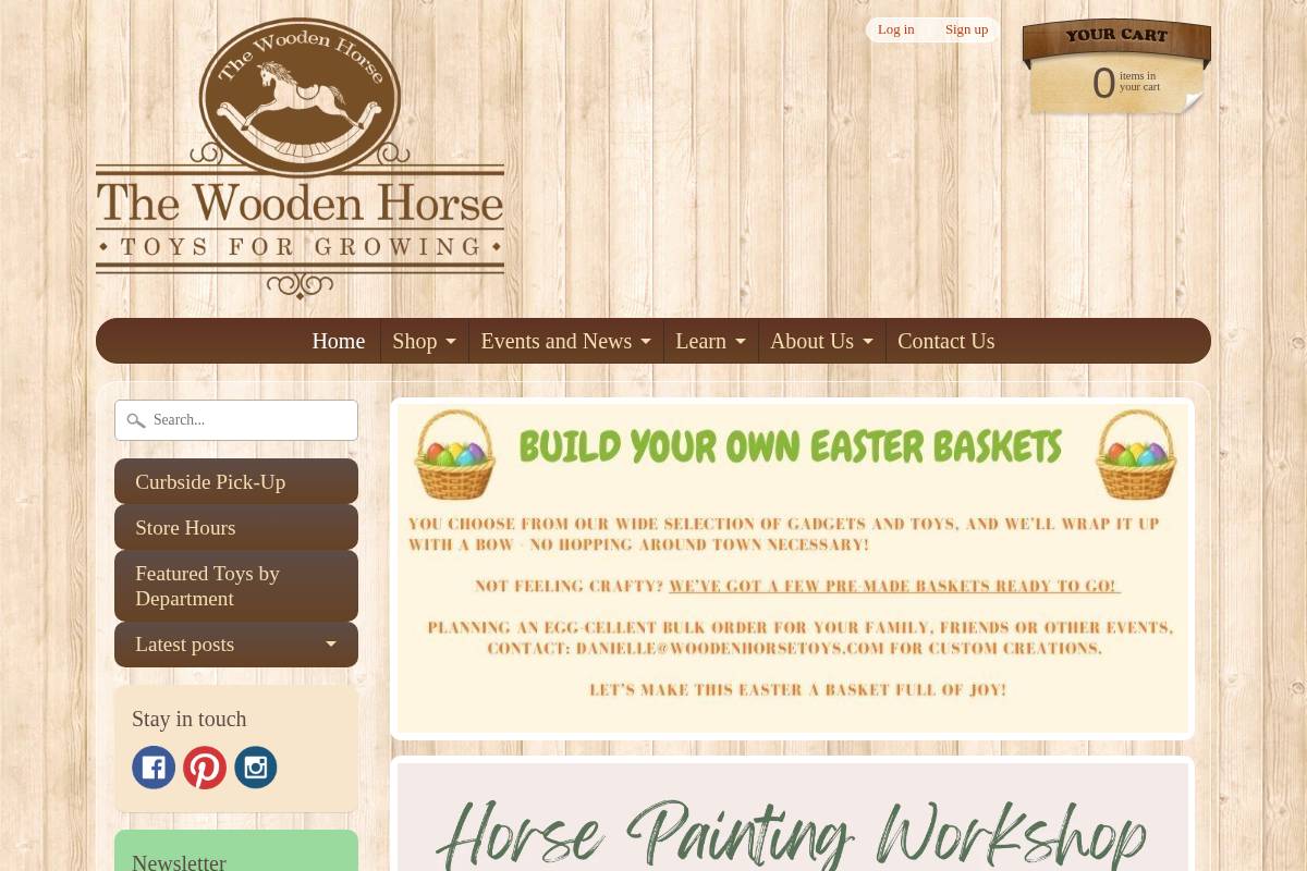 woodenhorsetoys.com homepage screenshot