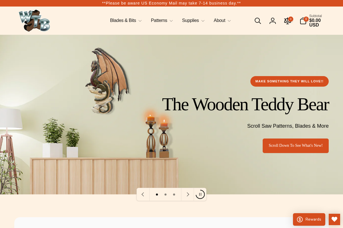 The Wooden Teddy Bear, Inc homepage screenshot