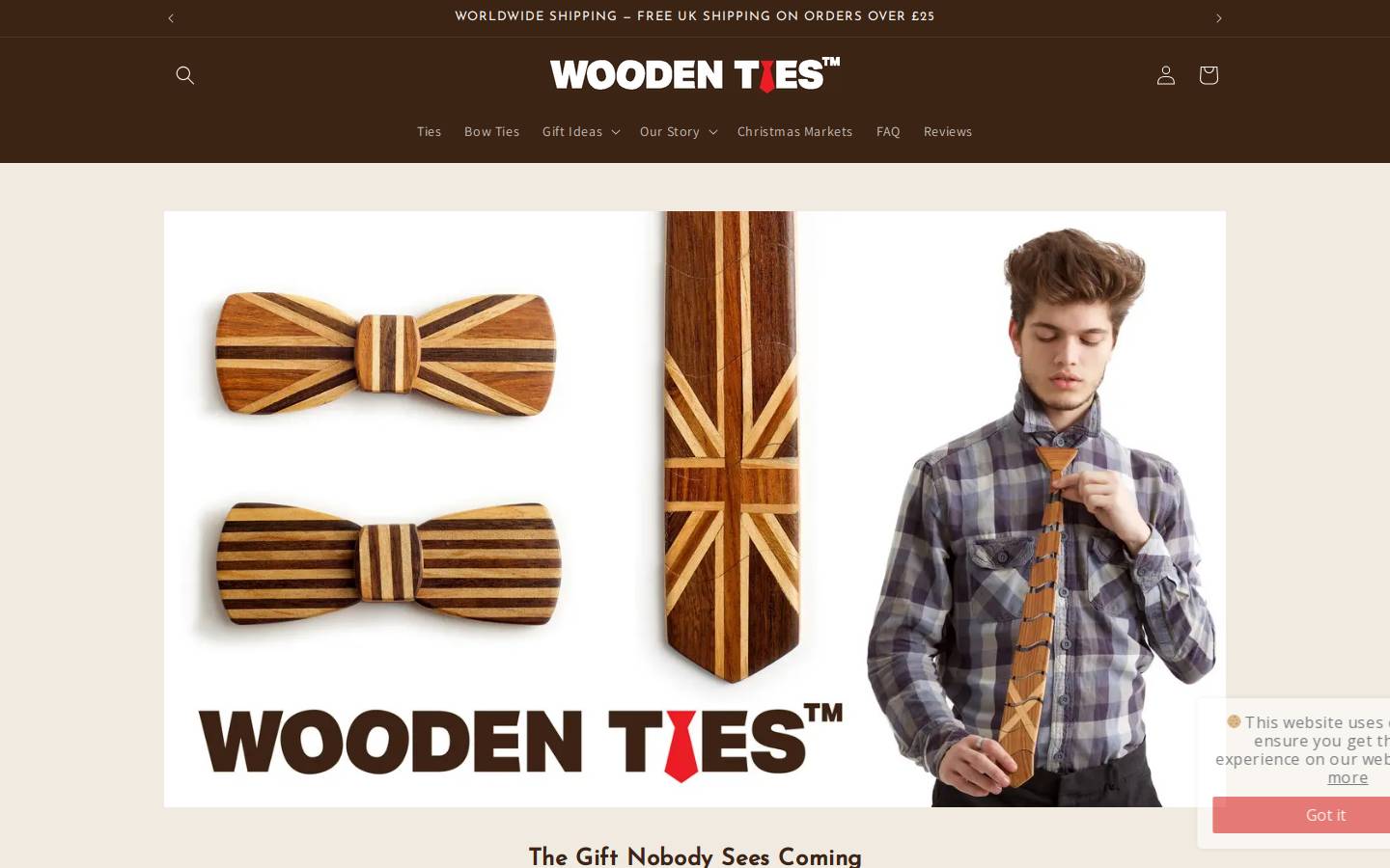 Wooden Ties homepage screenshot
