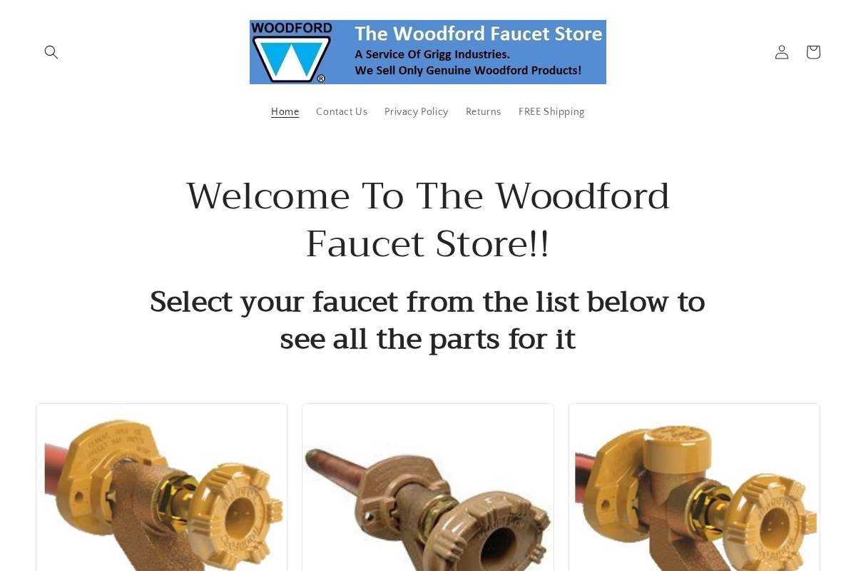 woodfordfaucet.com homepage screenshot