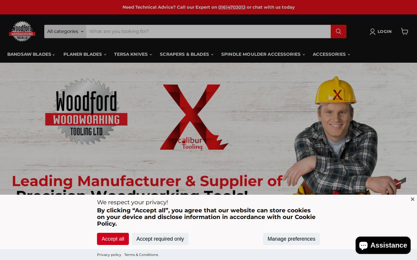 Woodford Woodworking Tooling Ltd homepage screenshot