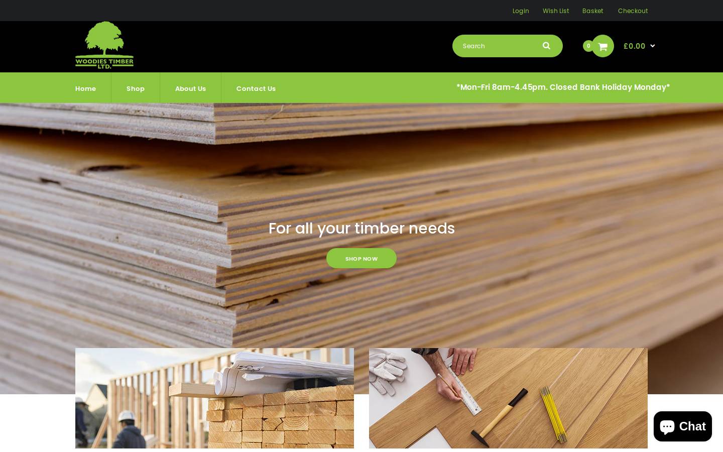 woodies-timber.com homepage screenshot