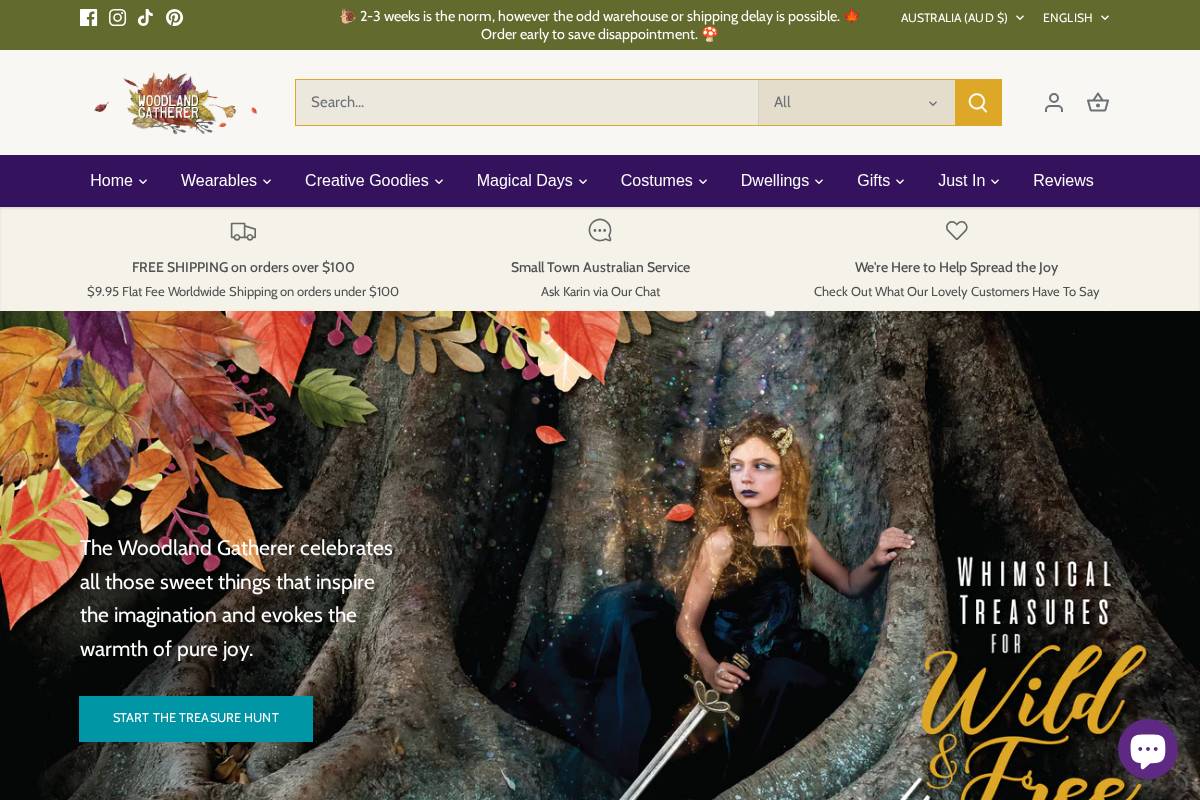 woodlandgatherer.com homepage screenshot