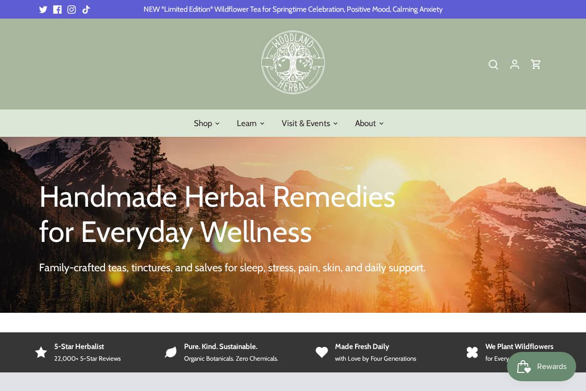 Woodlandherbal homepage screenshot