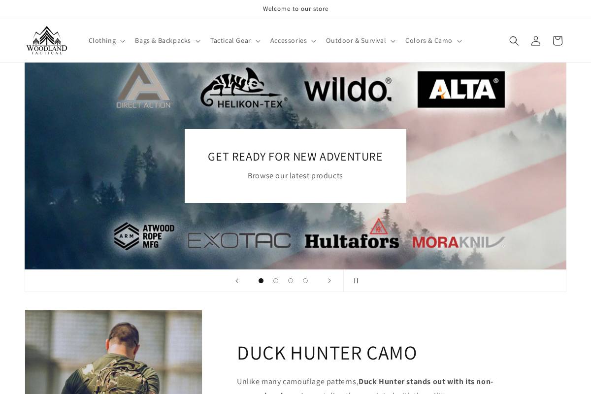 woodlandtactical.com homepage screenshot
