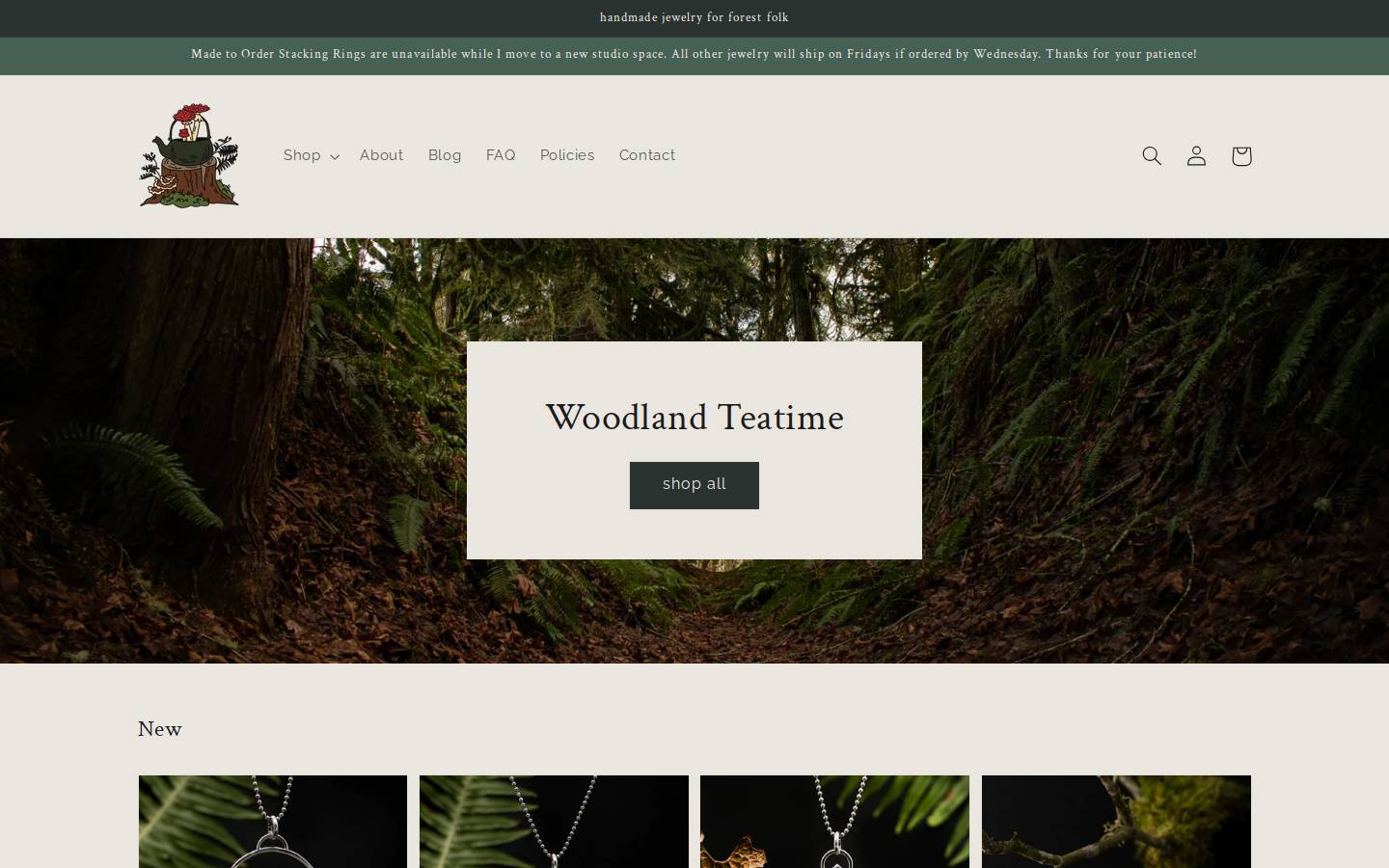 woodlandteatime.com homepage screenshot