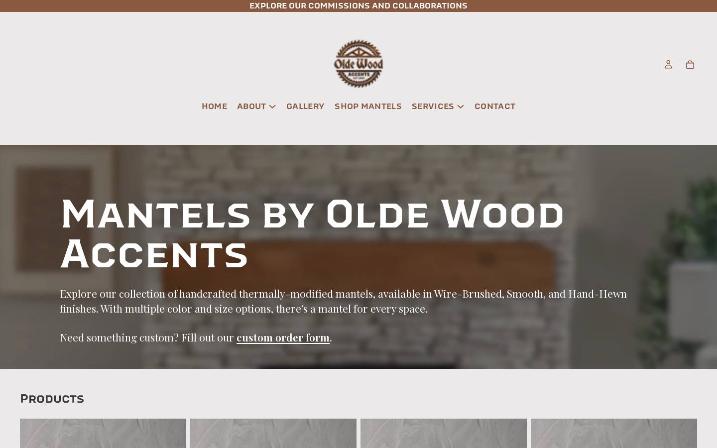woodmantle.com homepage screenshot