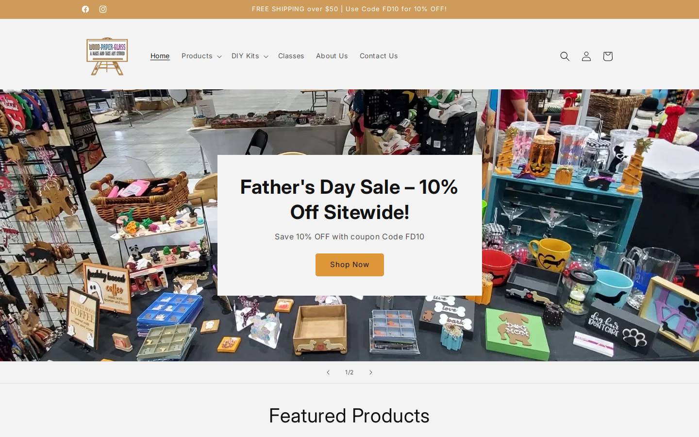 woodpaperglass.com homepage screenshot