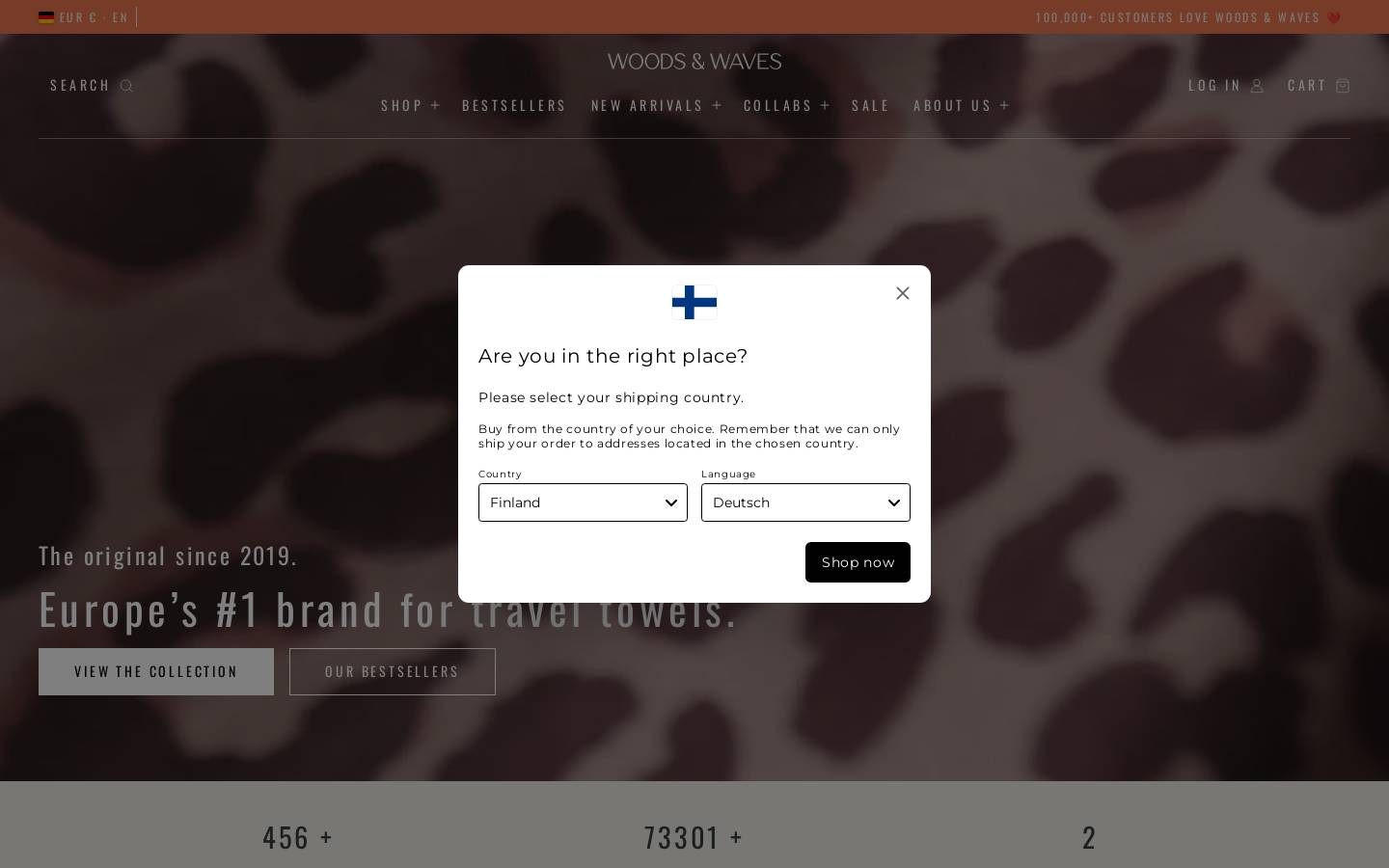 woodsandwaves.co homepage screenshot