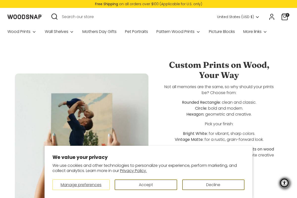 WoodSnap homepage screenshot
