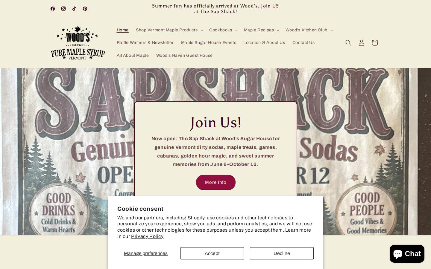 woodssyrup.com homepage screenshot