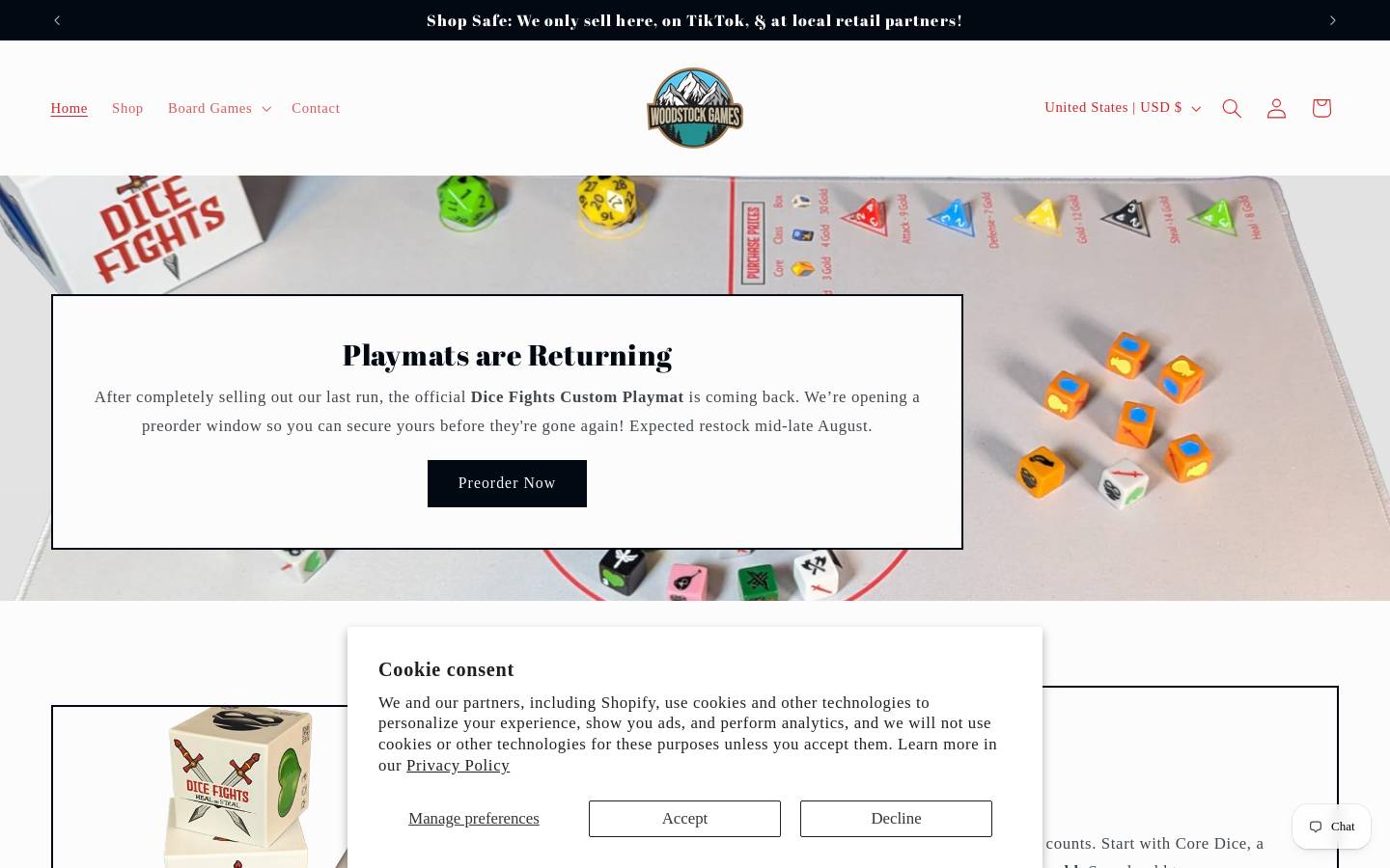 woodstockgames.com homepage screenshot