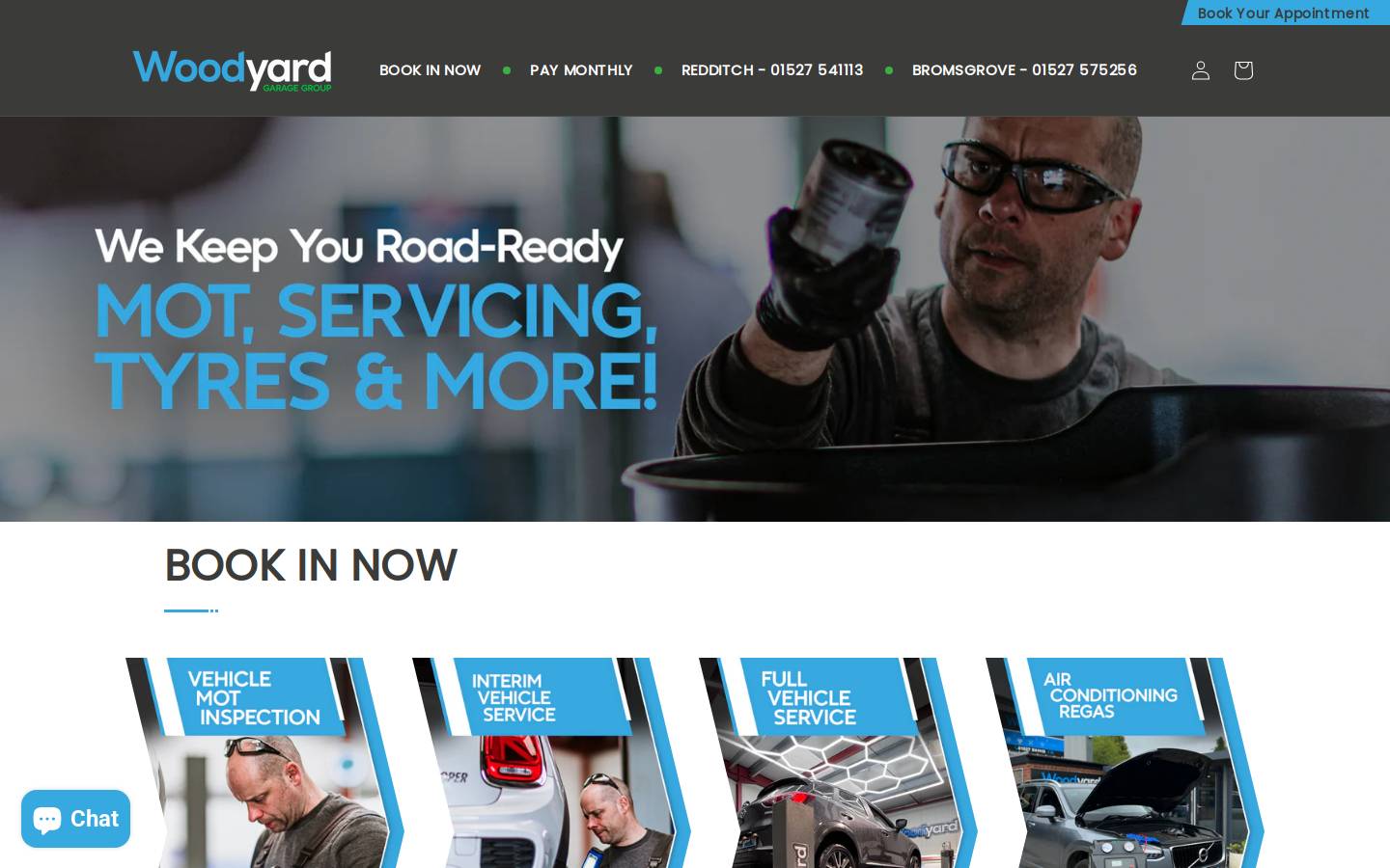 woodyardgarage.co.uk homepage screenshot