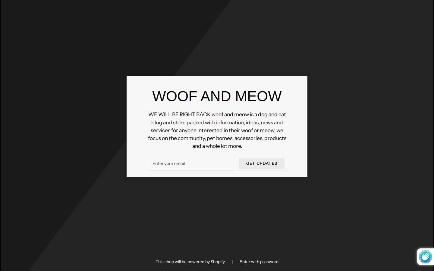 WOOF AND MEOW homepage screenshot