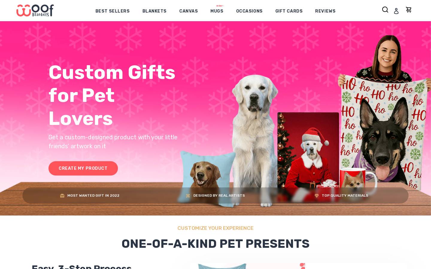 woofblankets.com homepage screenshot