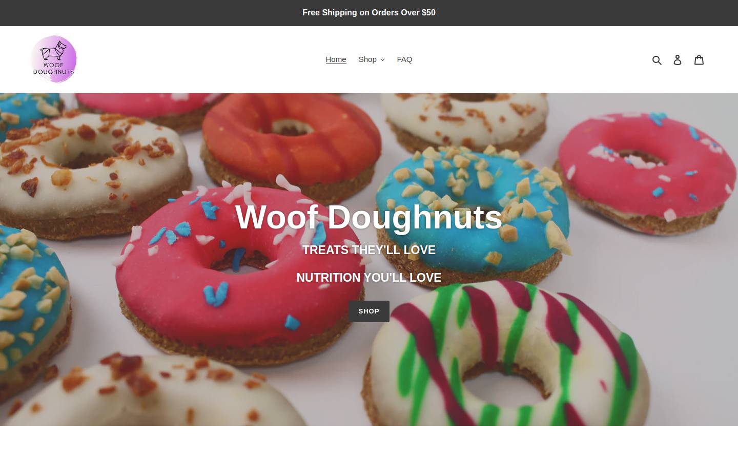 woofdoughnuts.com homepage screenshot