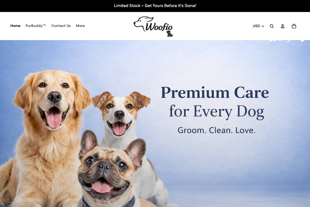 woofio.store homepage screenshot