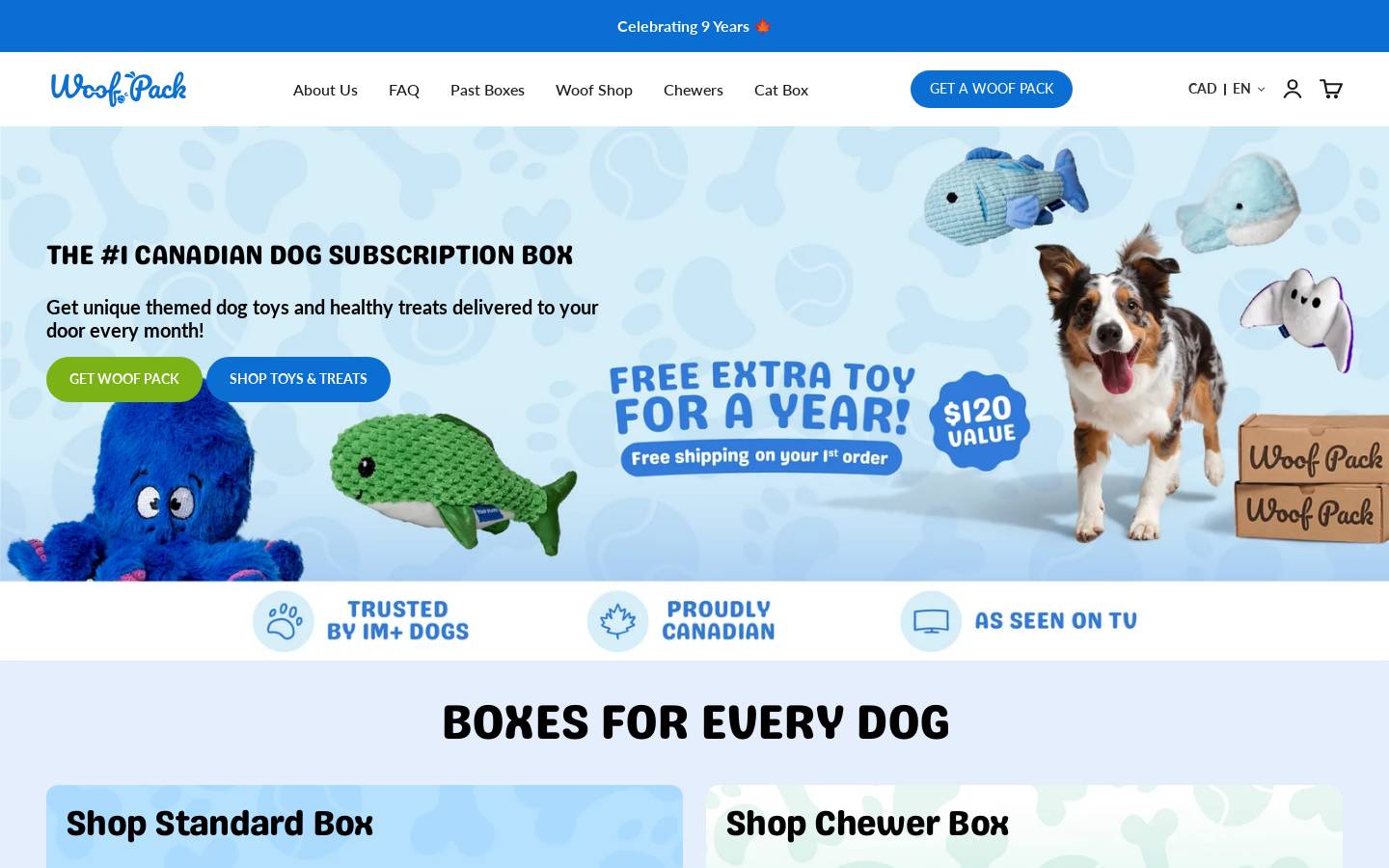 Woof Pack homepage screenshot