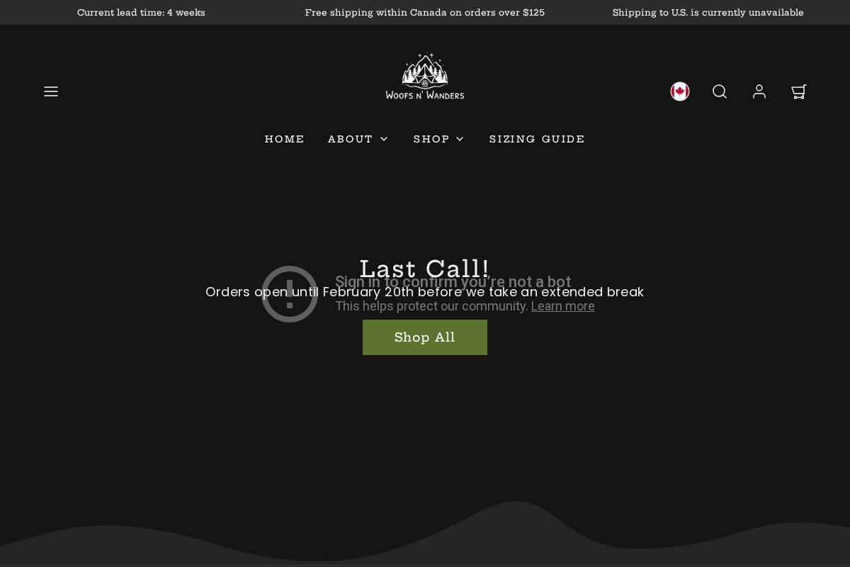 woofsnwanders.com homepage screenshot