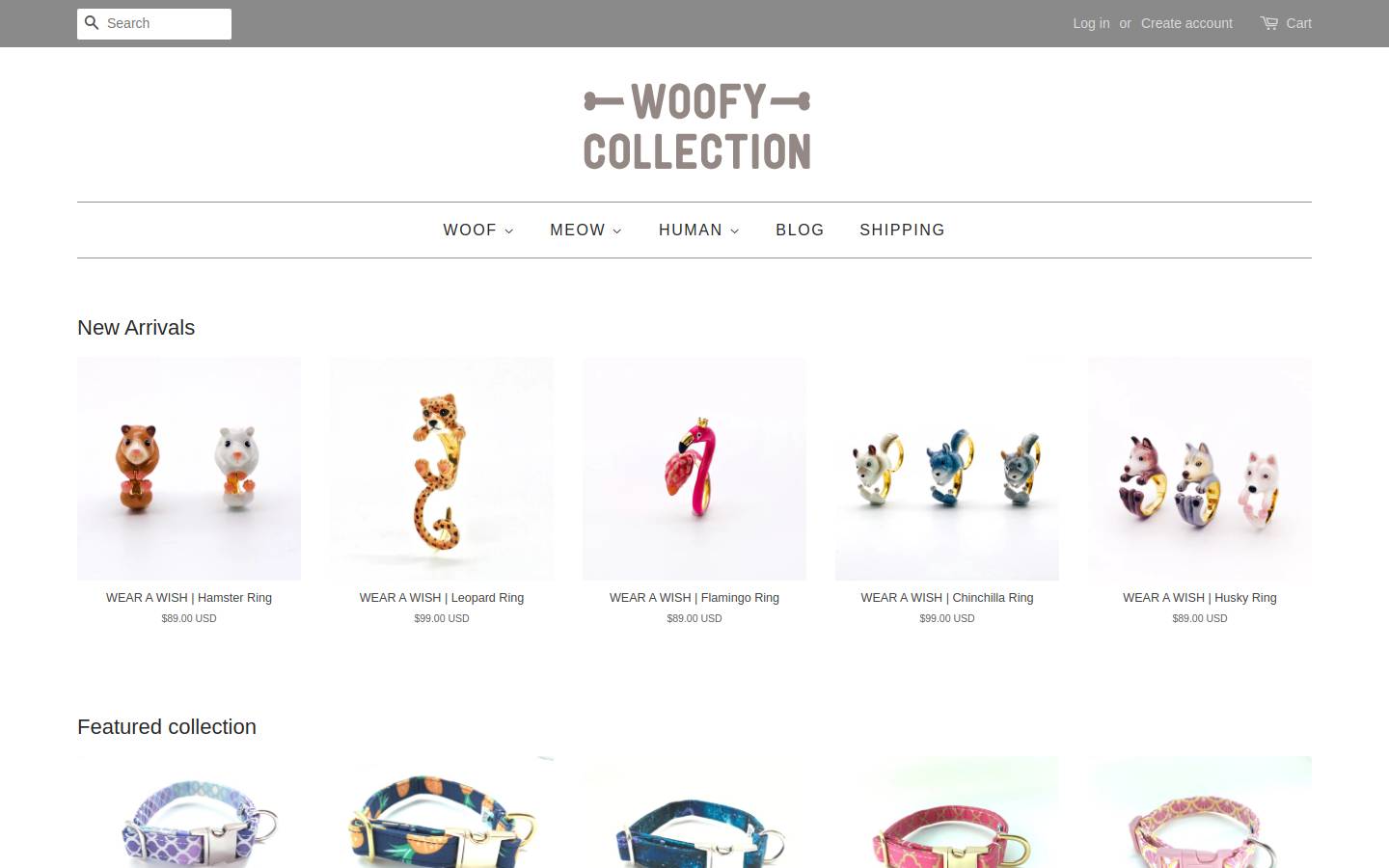 woofycollection.com homepage screenshot