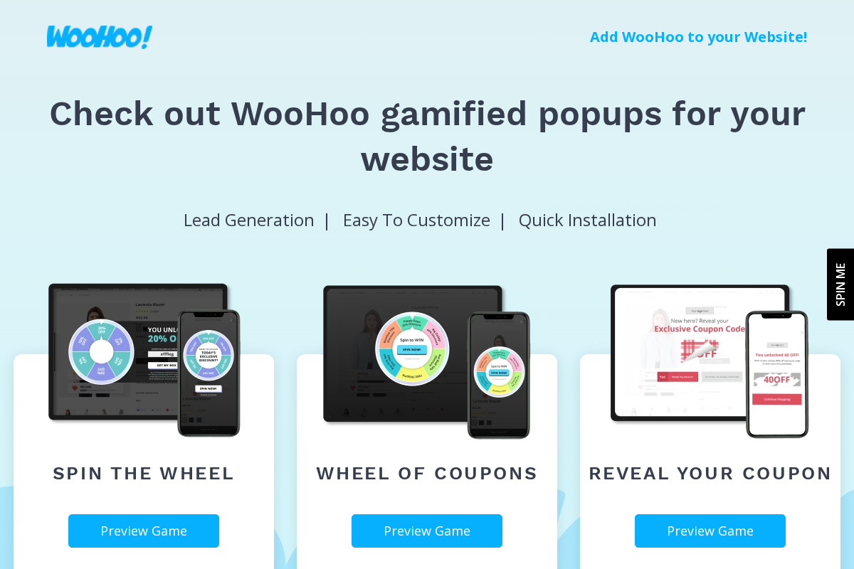 woohoodemopage homepage screenshot