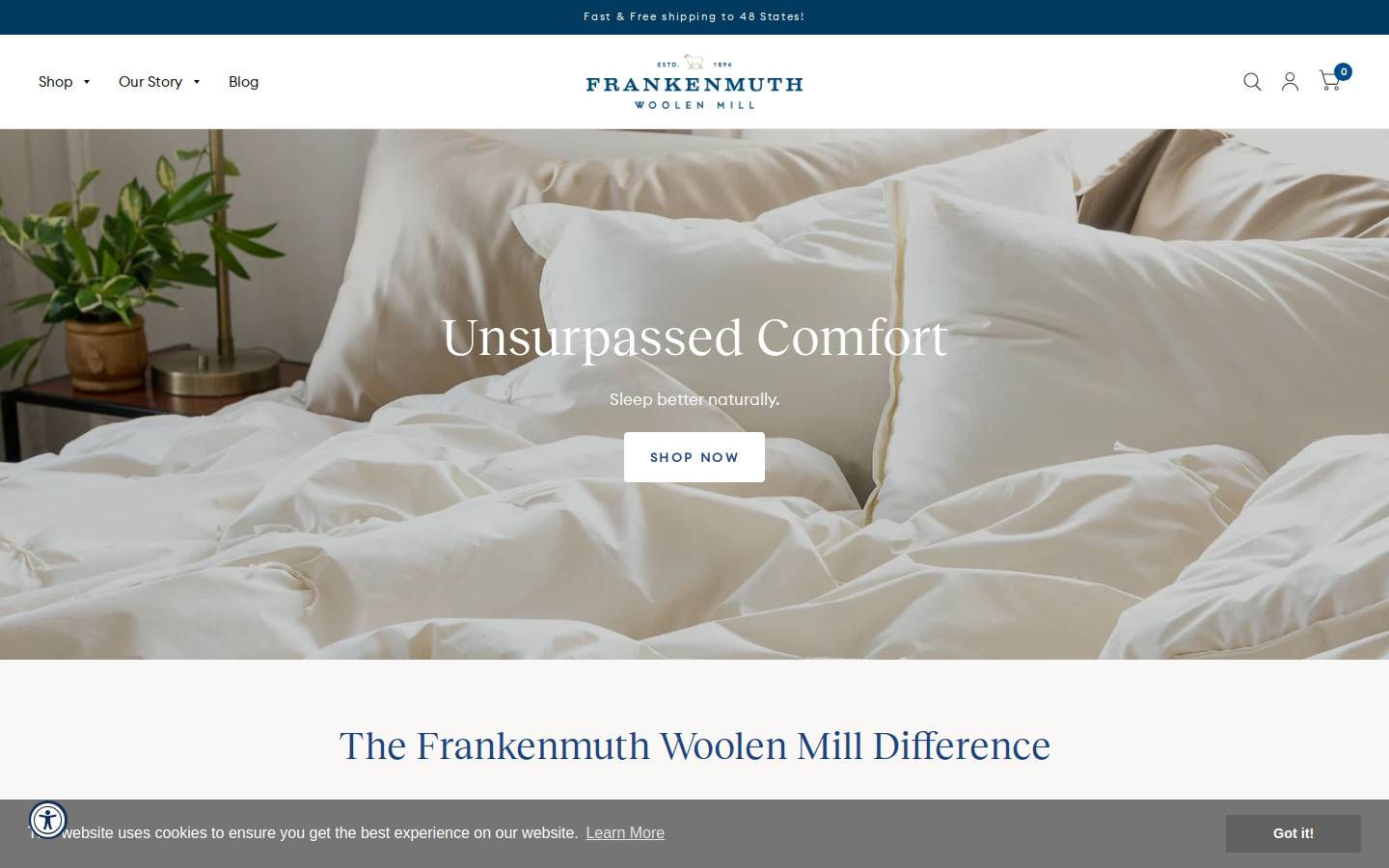 wool-bedding.com homepage screenshot