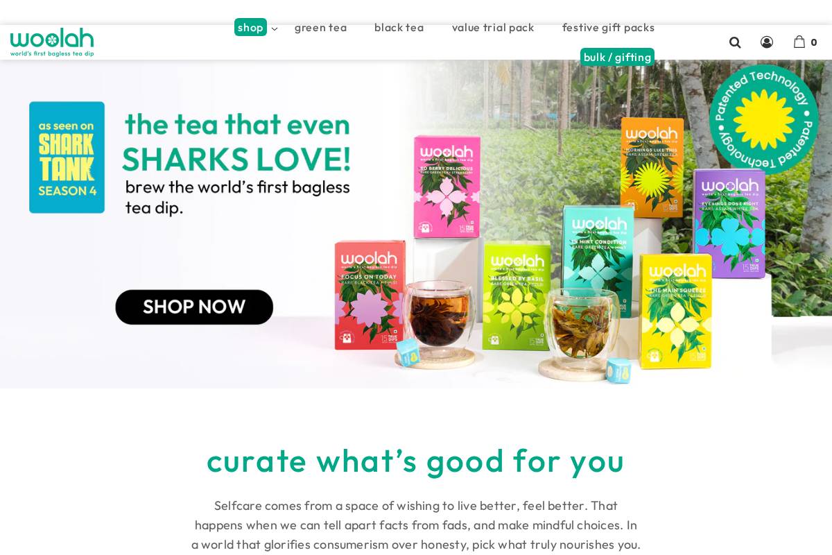 woolahtea.com homepage screenshot