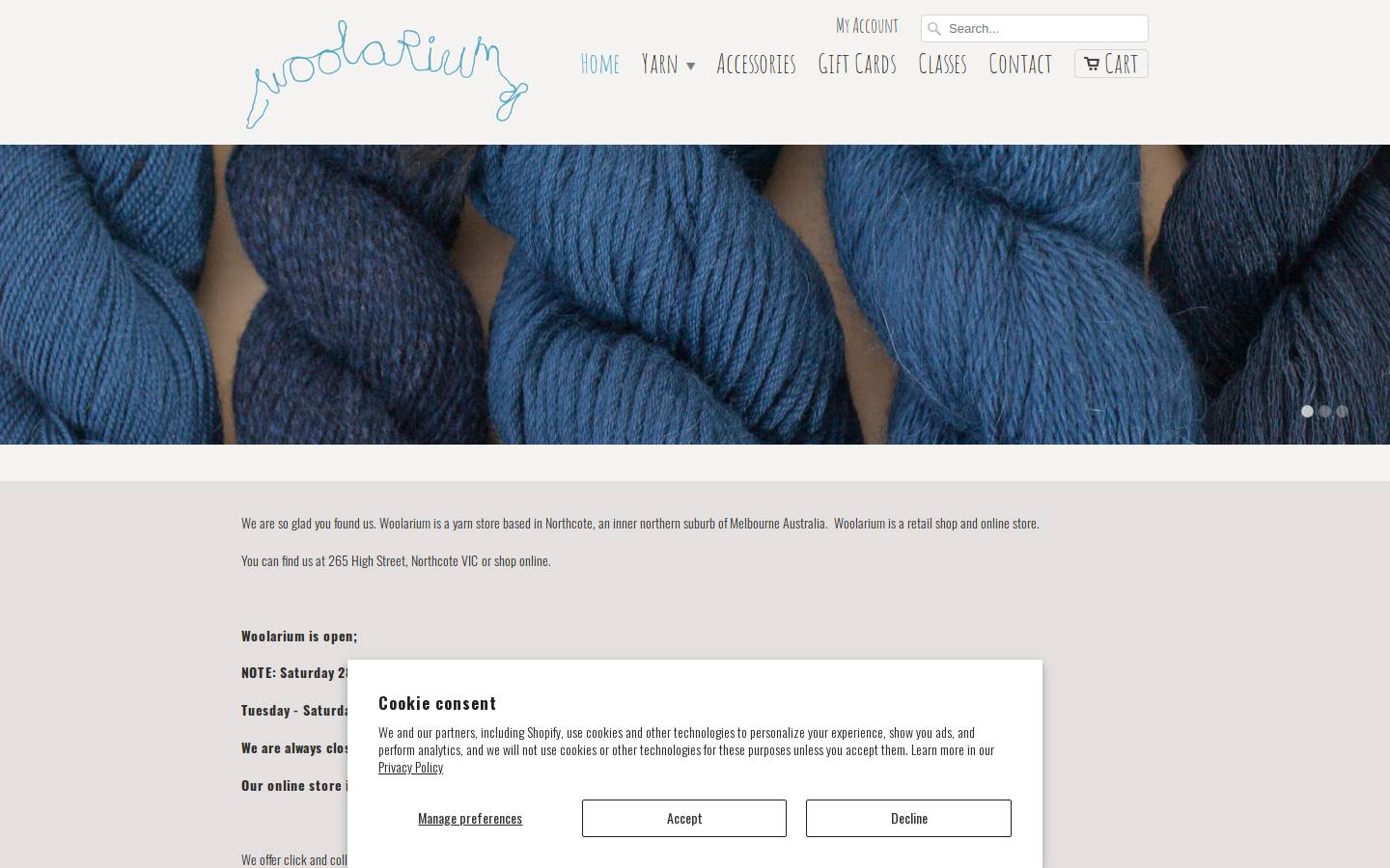 woolarium.com homepage screenshot