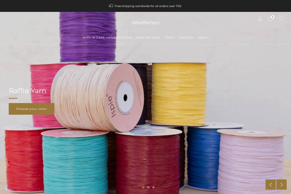 woolfieyarn.com homepage screenshot