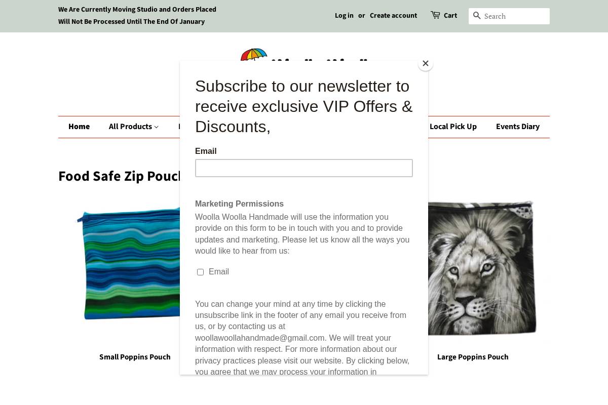Woolla Woolla Handmade homepage screenshot