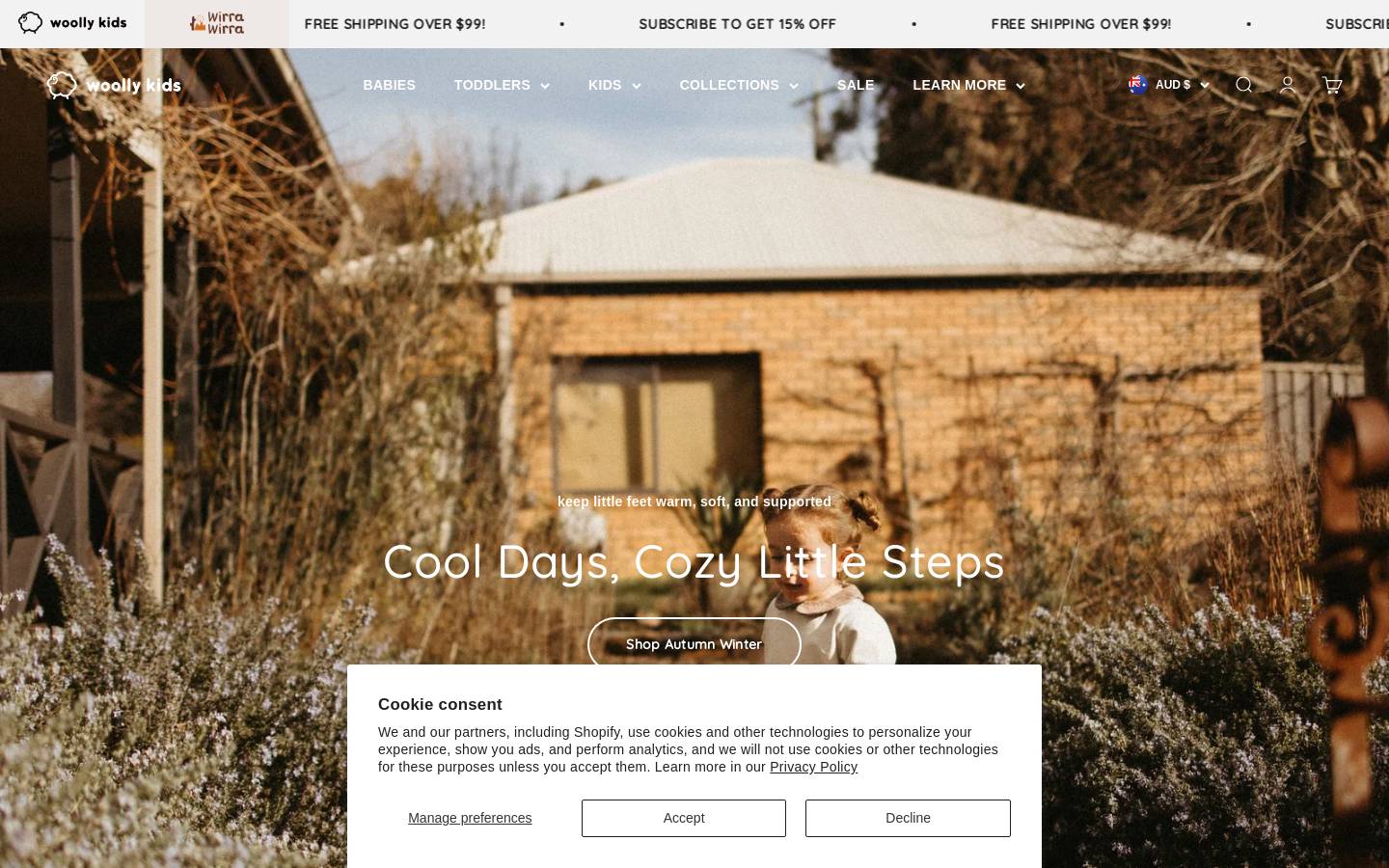 Woolly Kids homepage screenshot