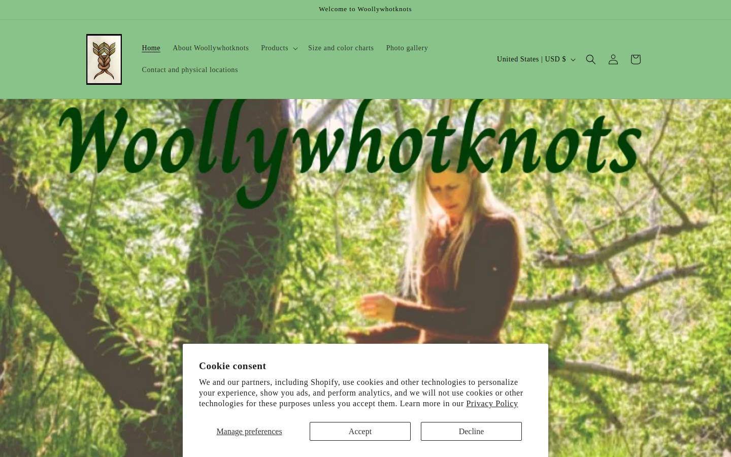 woollywhotknots.com homepage screenshot