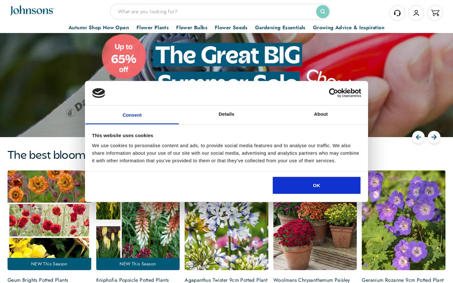 Johnsons Seeds homepage screenshot