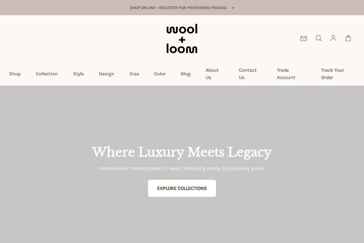 woolnloom.com homepage screenshot