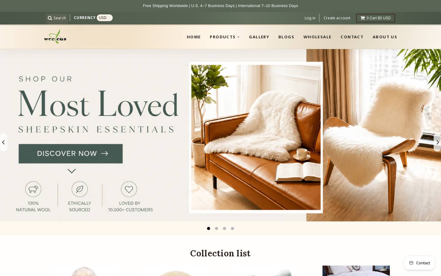 woolous.com homepage screenshot