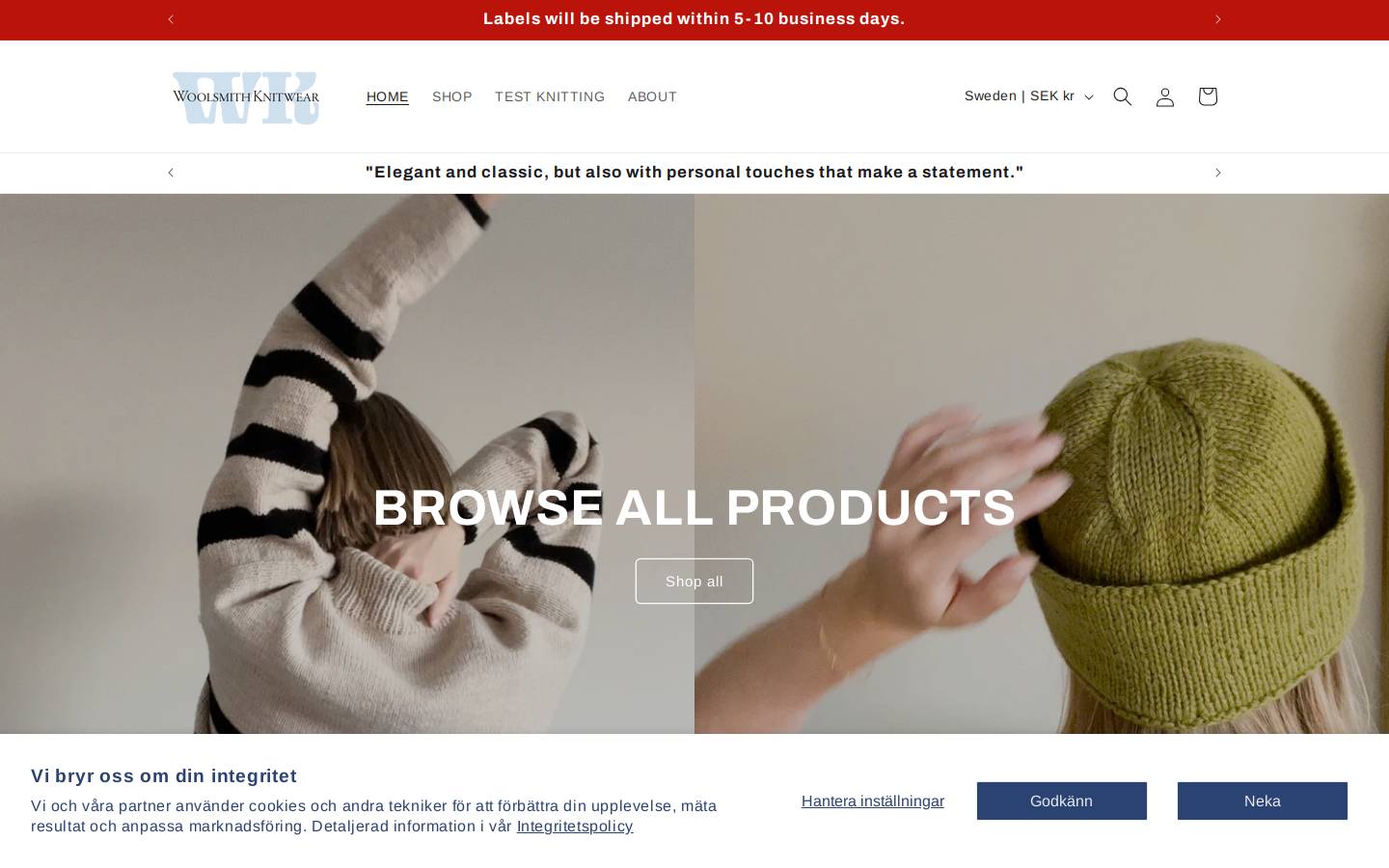 woolsmithknitwear.com homepage screenshot