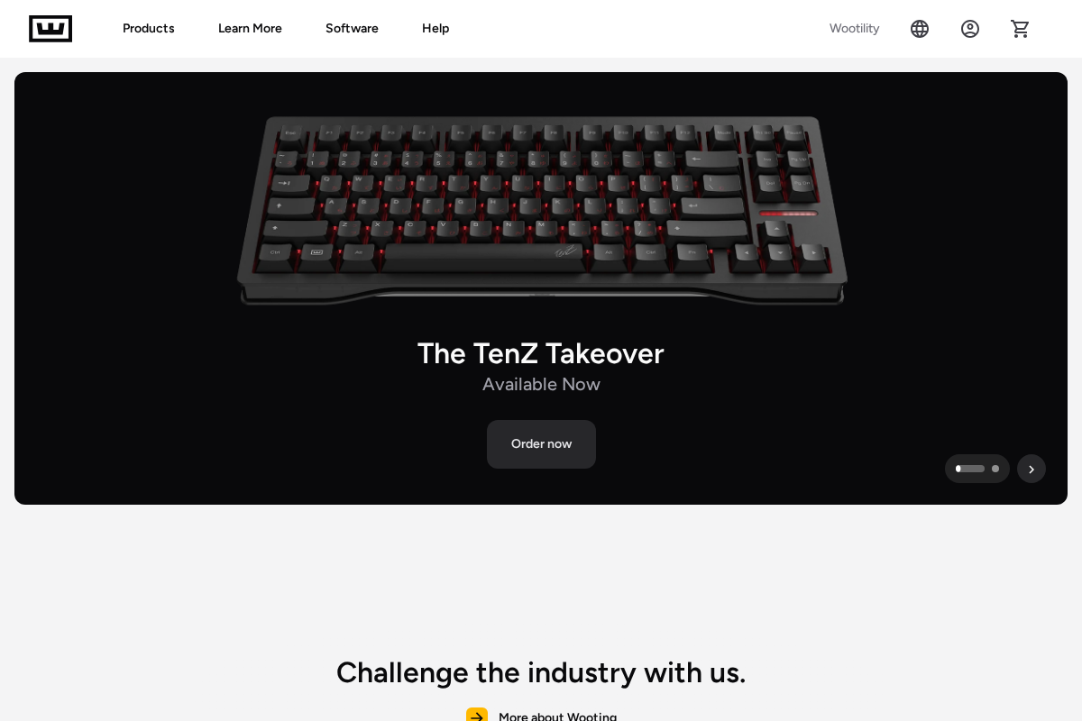 Wooting Keyboards homepage screenshot