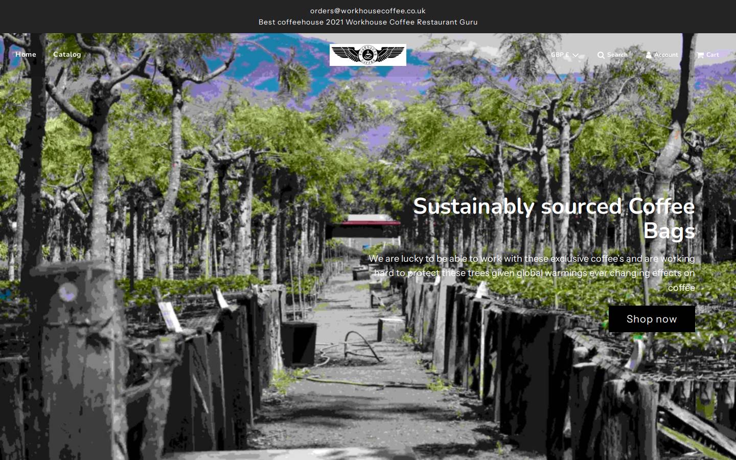 Workhousecoffee homepage screenshot