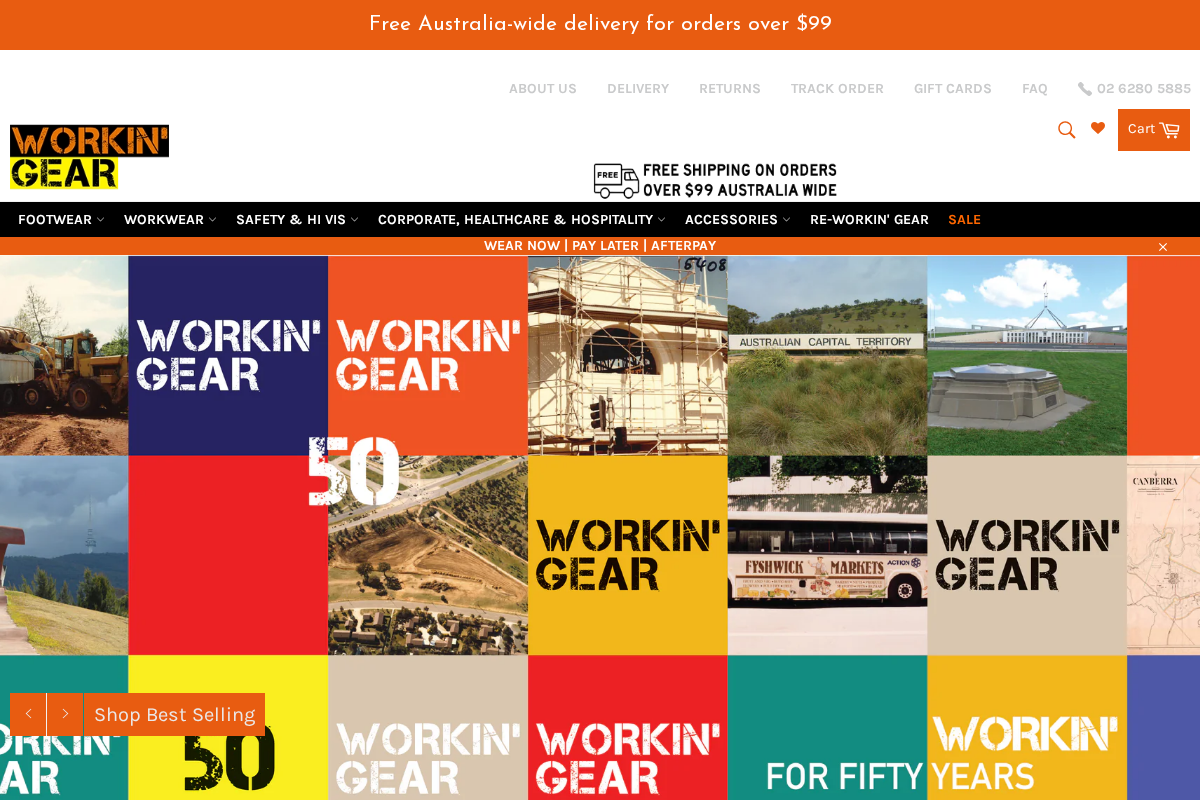 Workin' Gear homepage screenshot