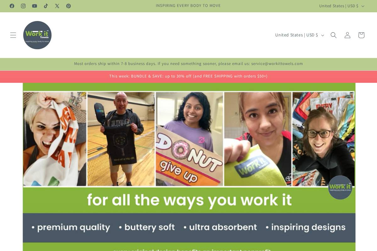 workittowels.com homepage screenshot