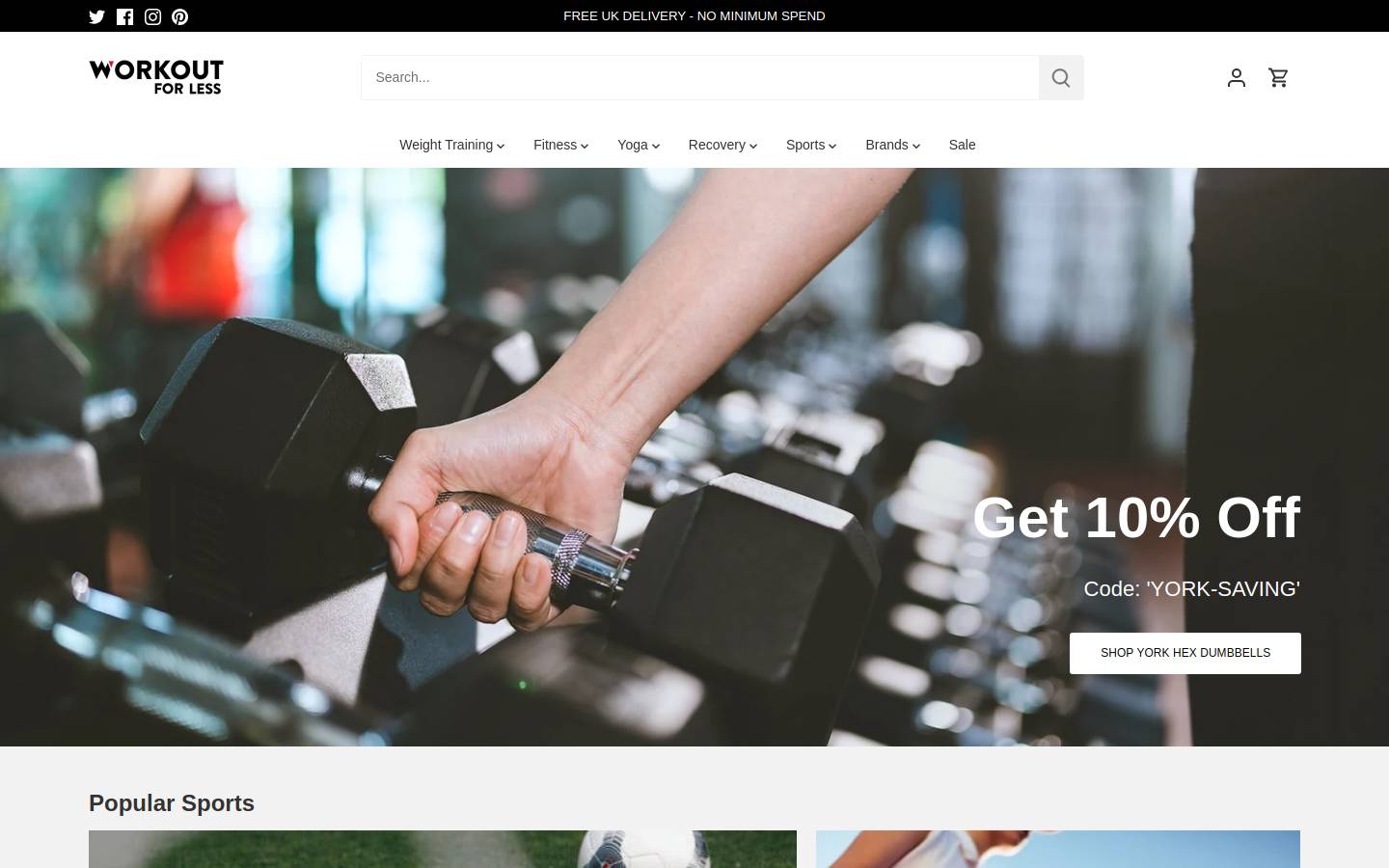 Workout For Less homepage screenshot